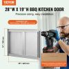 VEVOR BBQ Access Door, 28W x 19H Inch Double Outdoor Kitchen Door, Stainless Steel Flush Mount Door, Wall Vertical Door with Recessed Handles