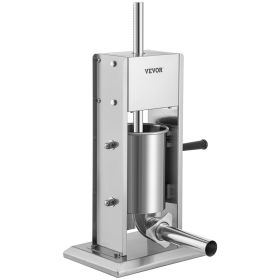 VEVOR Manual Sausage Stuffer, 5LBS/3L Capacity, Two Speed 304 Stainless Steel Vertical Sausage Stuffer, Sausage Filling Machine with 4 Stuffing Tubes