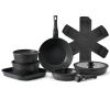 VEVOR 17 Piece Pots and Pans Set, Granite Nonstick Detachable Handle Cookware, Space Saving Induction Cookwares, Kitchen RV Cooking Sets with Frying