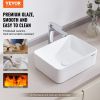 VEVOR Rectangle Vessel Sink, 16" x 12" Bathroom Vessel Sink Countertop, White Ceramic Bathroom Sinks Above Counter, Modern Style, Bright and Elegant