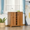 Vintage Wine Cabinet, Brown, with 6-Bottle Holder & Glassware Storage