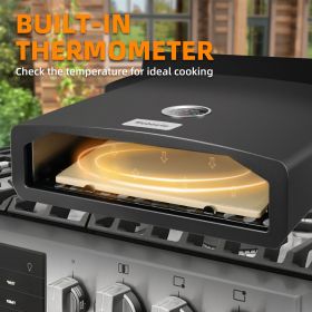 15.7" x 13.7" x 4"Portable Pizza Oven for Outdoor Camp Stove and Indoor Gas Range,Stove Burner Top Pizza Box with Pizza Stone and Pizza Peel,Black