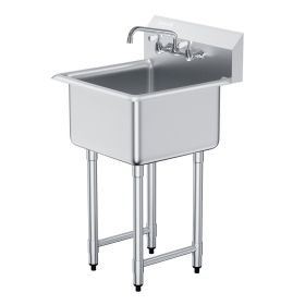VEVOR Stainless Steel Prep & Utility Sink, 1 Compartment Free Standing Small Sink Include Faucet & legs