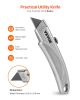 VEVOR Utility Knife, 2-Pack Retractable Box Cutter, with Aluminum Alloy Case, SK5 Blades and Handle, 3-Position Blade, 5 Blades