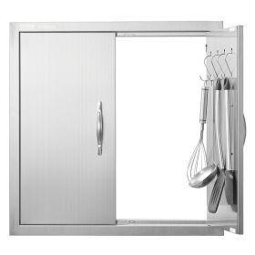 VEVOR BBQ Access Door, 24W x 24H Inch Double Outdoor Kitchen Door, Stainless Steel Flush Mount Door, Double Wall Vertical Door with Handles and Hooks