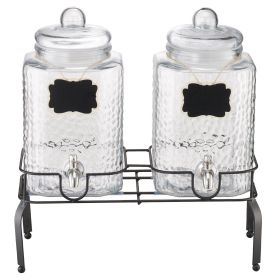 VEVOR Beverage Dispenser, 2 Pack 1.5 Gallon Drink Dispensers for Parties, Glass Juice Dispenser with Metal Stand, Stainless Steel Spigot