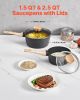 VEVOR Saucepan Set, 1.5 QT & 2.5 QT Nonstick Saucepan with Glass Lids, Multipurpose Cooking Sauce Pots with Detachable Handles
