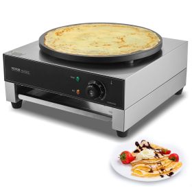 VEVOR Electric Crepe Maker, 16-Inch Commercial Crepe Machine, 1700W Flat Plate Crepe Griddle, Nonstick Stainless Steel Pancake Making Machine