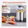 VEVOR Stainless Steel Stockpot, 53 Quart Large Cooking Pots, Cookware Sauce Pot with Lid, and Handle, Heavy Duty Commercial Grade Stock Pot