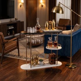 Black and Gold Metal Bar Cart With Wine Storage