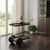 Brown and Silver Mod Rolling Bar Cart