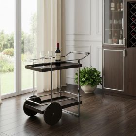 Brown and Silver Mod Rolling Bar Cart