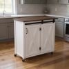 White and Brown 35" Rolling Kitchen Cart