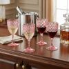 Set of Four Pink Diamond Acrylic Stemmed All Purpose Wine Glass