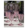 Set of Four Pink Paisley Acrylic Stemmed All Purpose Wine Glass