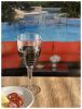 Set of Four Clear and Blue Swirl Acrylic Stemmed All Purpose Wine Glass