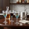 Set of Four Clear and Blue Swirl Acrylic Stemmed All Purpose Wine Glass