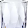 Set of Four Clear and Rainbow Geometric Acrylic Stemmed All Purpose Wine Glasses