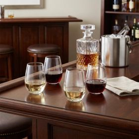 Set of Four Clear Tritan Plastic Stemless All Purpose Wine Glasses