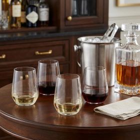 Set of Four Clear Tritan Plastic Stemless All Purpose Tumbler Wine Glasses