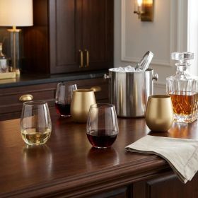 Set of Four Gold Acrylic Stemless All Purpose Wine Glass
