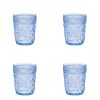 Set of Four Blue Paisley Acrylic Stemless Whiskey Glasses