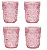 Set of Four Pink Paisley Acrylic Stemless Whiskey Glasses