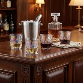 Set of Four Rainbow Geometric Acrylic Stemless Whiskey Glass