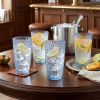 Set of Four Blue Geometric Acrylic Stemless Highball Glass