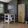White And Natural 41" Kitchen Island Set With Storage