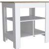 White And Natural 41" Kitchen Island Set With Storage