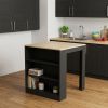 Black and Brown 36" Kitchen Island With Storage