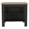 Black and Oak 41" Kitchen Island With Storage