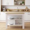 White and Oak 41" Kitchen Island With Storage