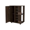 Brown Rolling Bar Cart With Wine Storage