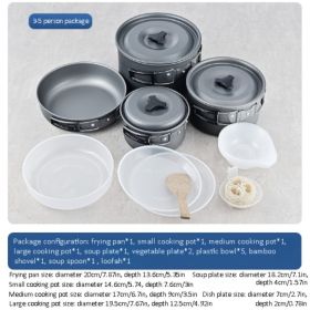 RV Outdoor Camping Pot Set 1-3 People Folding Picnic BBQ Pot Set (Color: Silver)